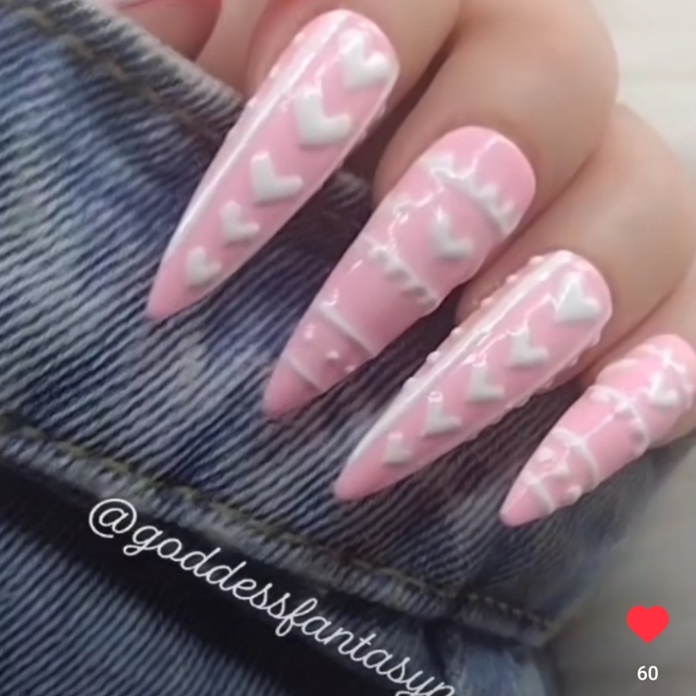 Pink 3D Sweater Nails